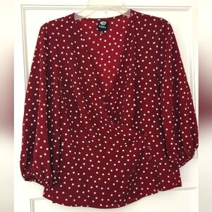 Bobeau Red Polka Dot Blouse